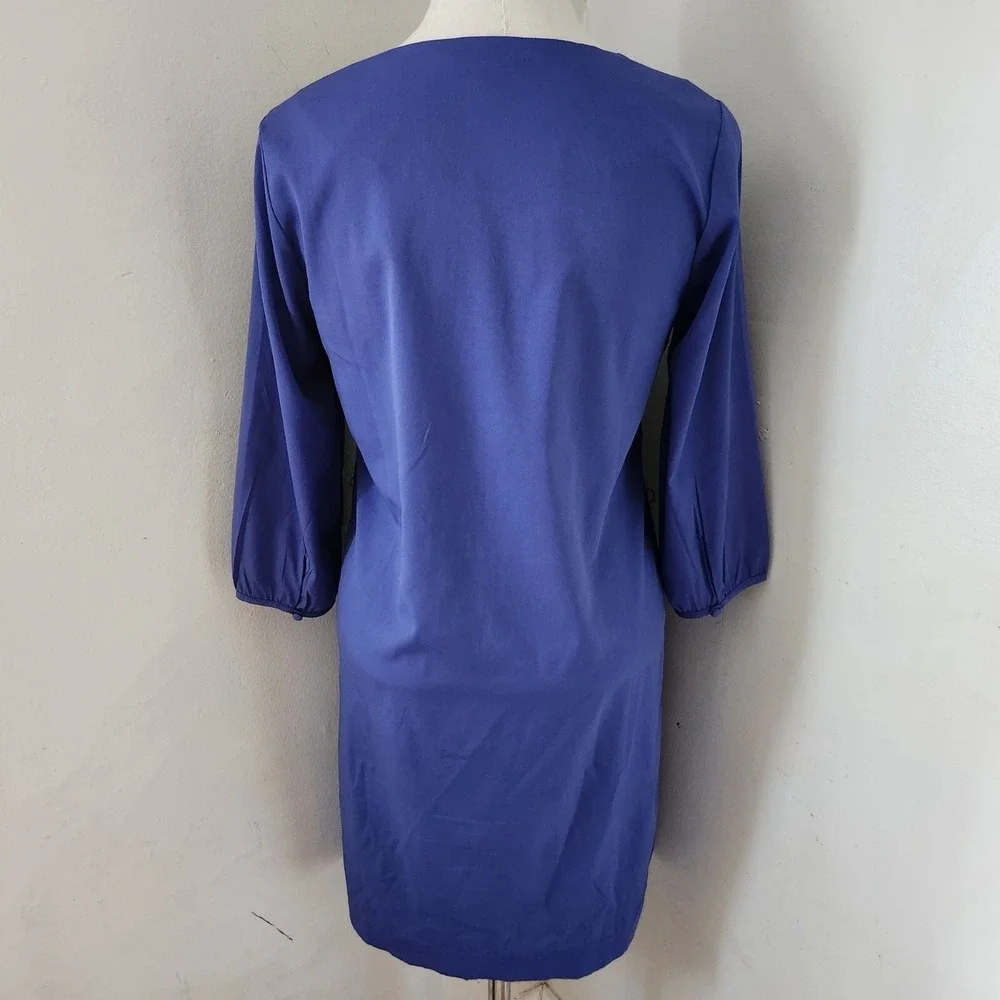 Banana Republic Purple Blue 3/4 Sleeve Beaded‎ Dress Women's Size 6
